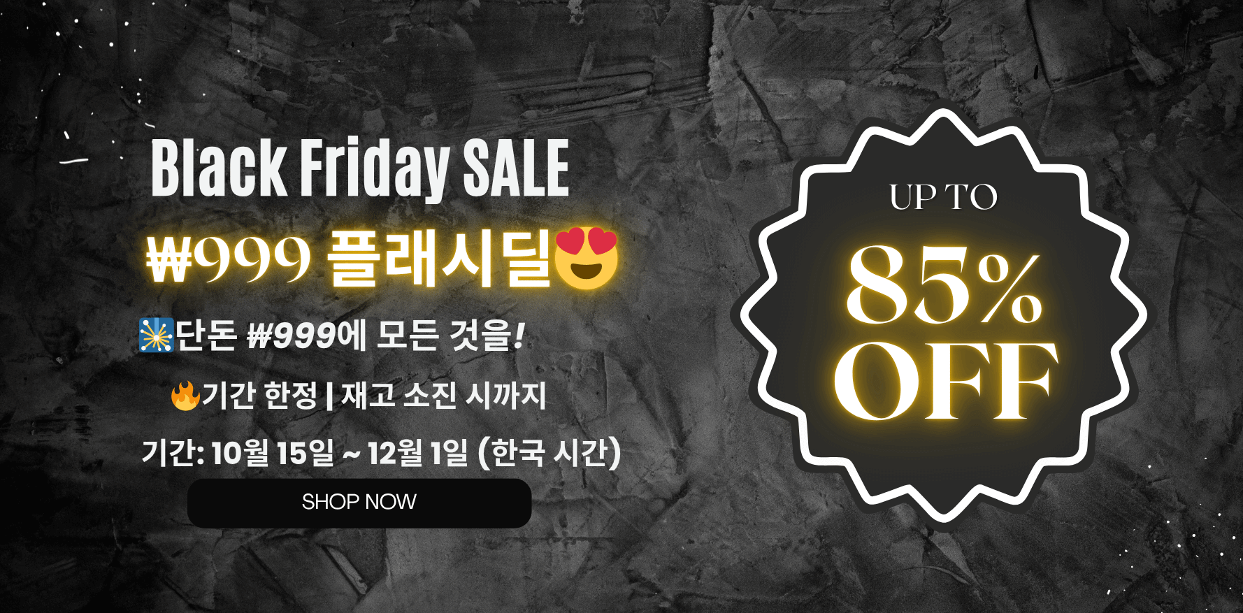 ⚡ Black Friday 플래시 세일 🔥: 단 ₩999 (11월 15일 – 12월 1일) 🎉