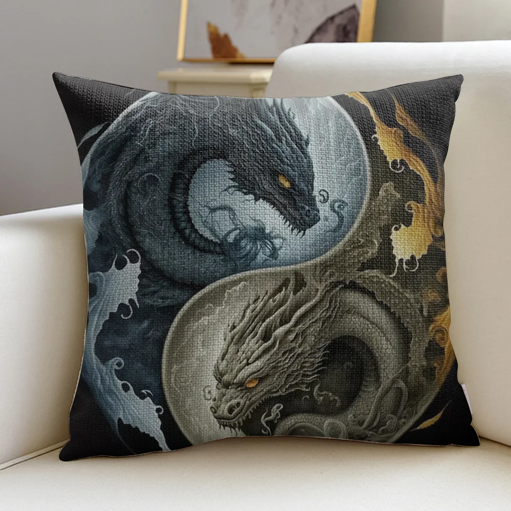 11CT Stamped Cross Stitch Pillow Cover with Zip Dragon(Canvas|45*45cm)