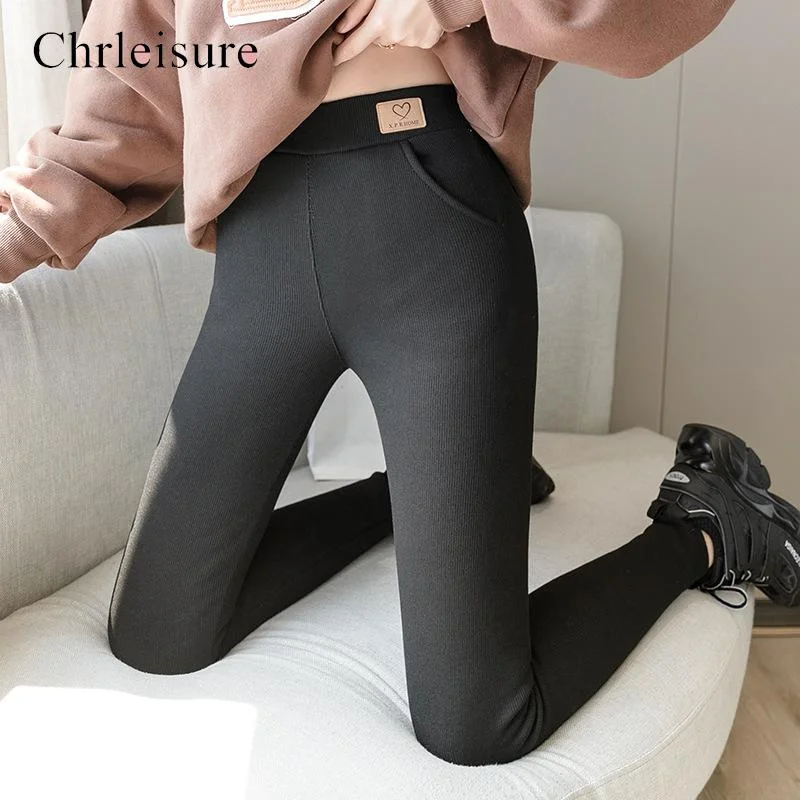Pregant Cold-Resistant Leggings Women Fashion Casual Lamb Cashmere Leggins Mujer Pockets Plus Velvet Thickening Legging