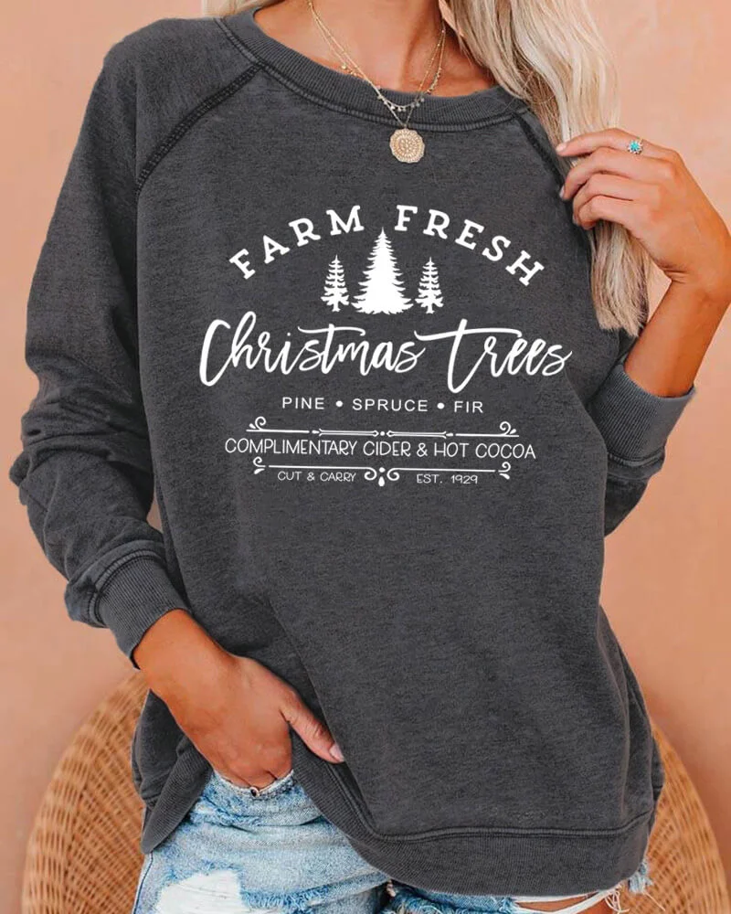 Farm Fresh Christmas Trees Deep Gray Sweatshirt