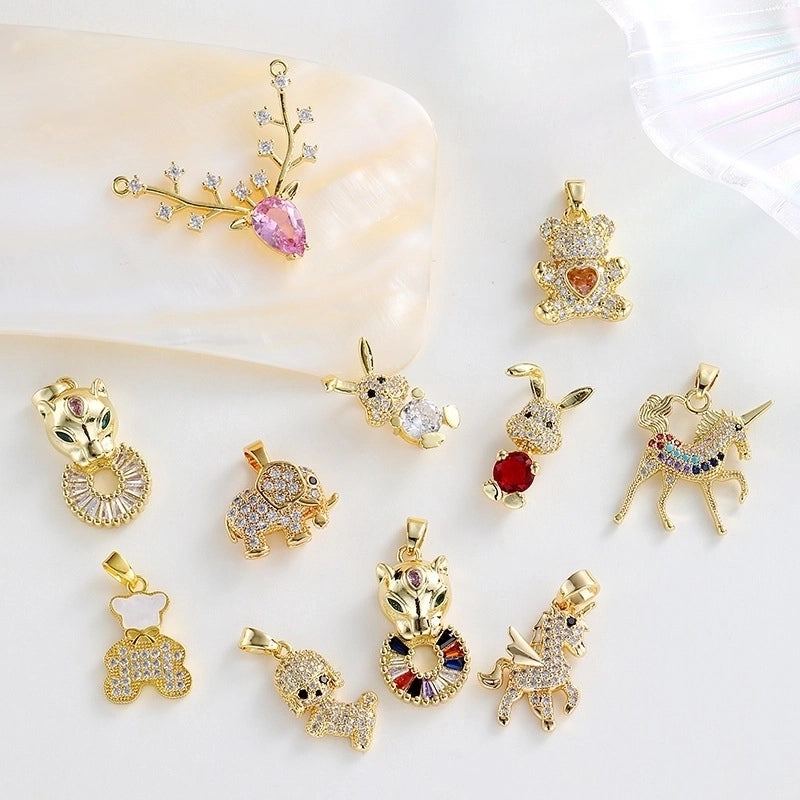 1 Piece Copper Lion Elephant Horse Pendant