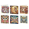 6pcs Diamond Painting Owl Greeting Card Kits with Envelopes for Family Friend Gifts