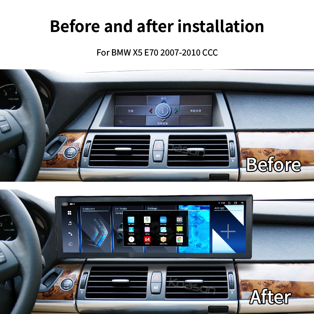 KOASON 14.9inch Android Touch Screen Upgrade Autoradio Wireless Apple CarPlay Android Auto For BMW X5 X6 E70 E71