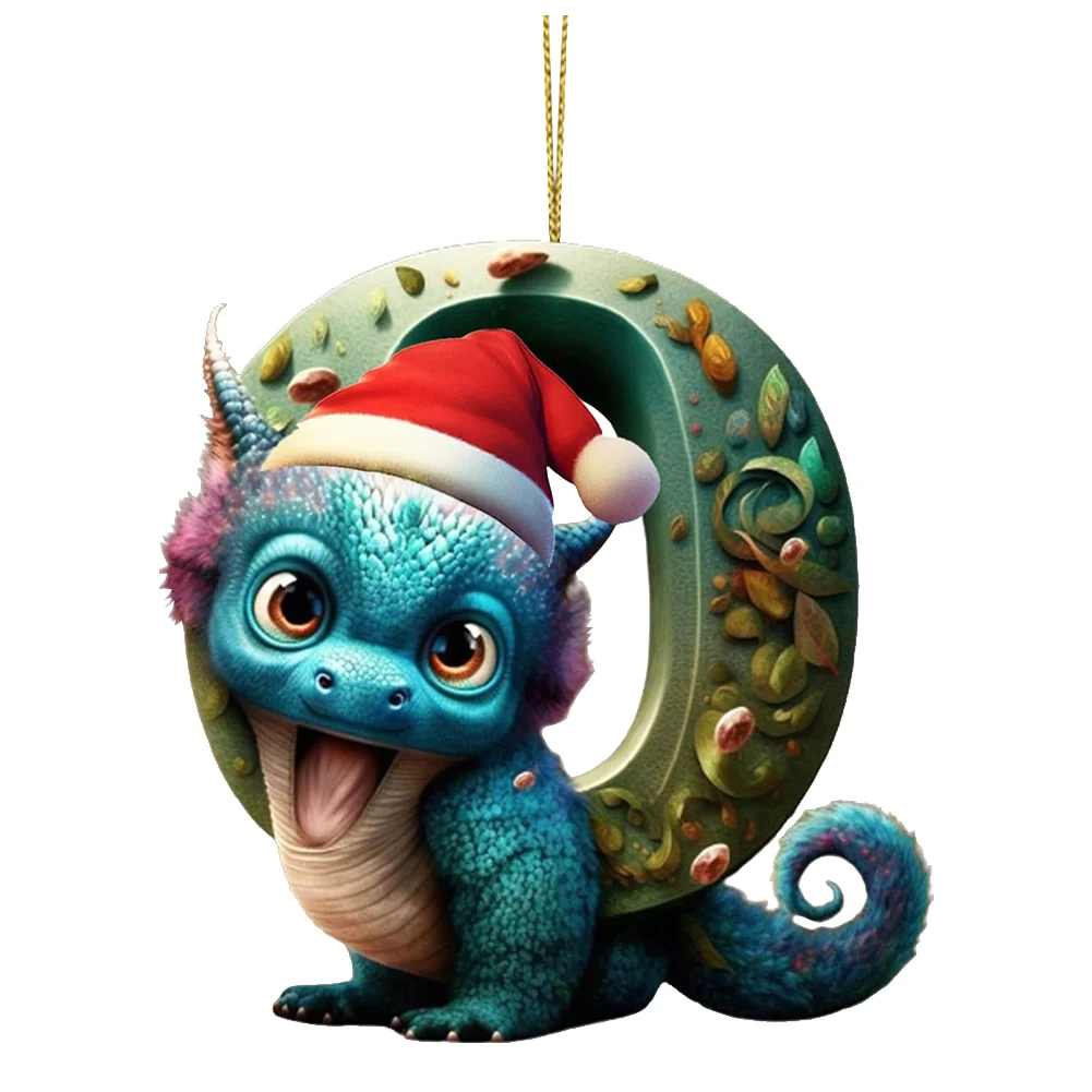 Christmas Cute Dragon Pendants Acrylic Letter Shaped Exquisite for Xmas Tree Car