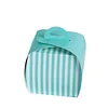 10 Pack | 3.5" Turquoise/White Striped Cupcake Candy Treat Gift Boxes