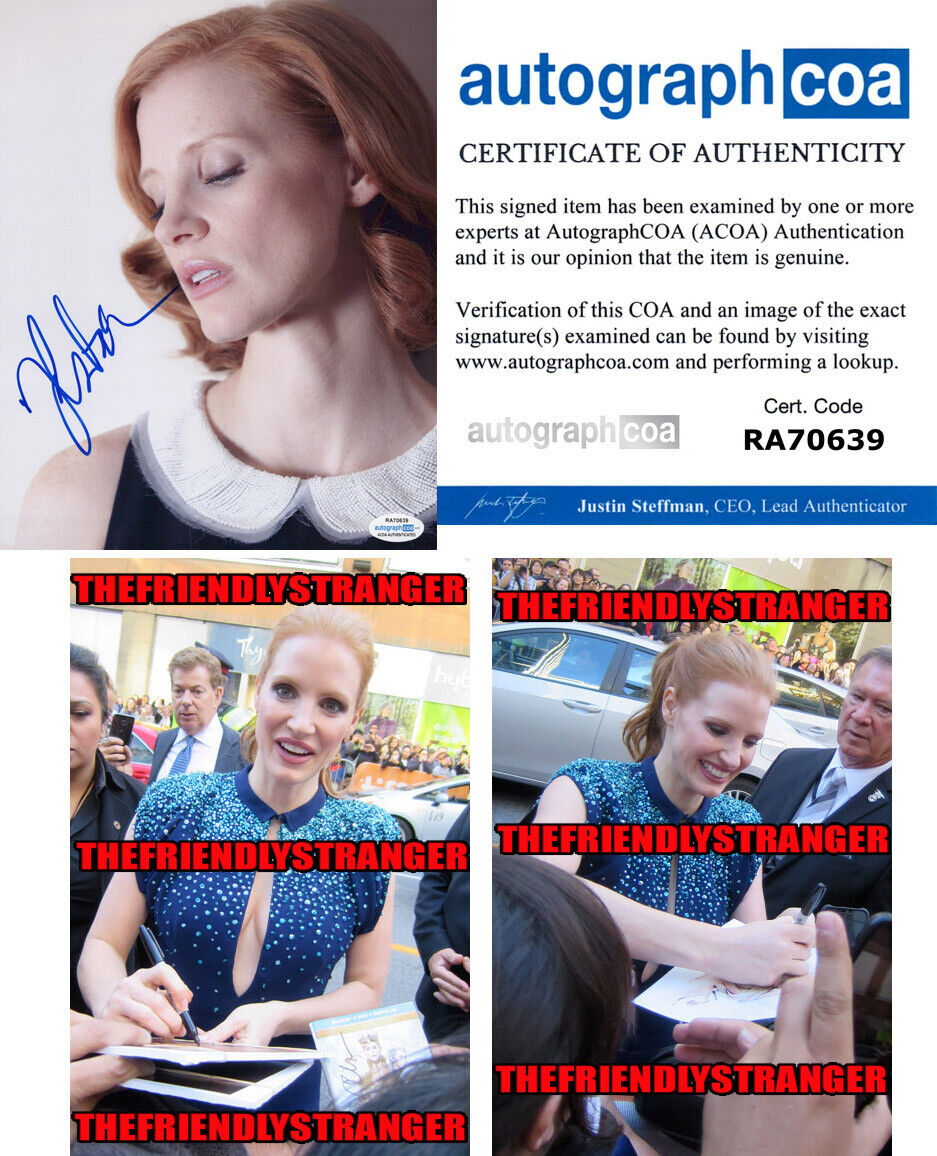 JESSICA CHASTAIN signed Autographed 8X10 Photo Poster painting b PROOF - HOT Sexy ACOA COA