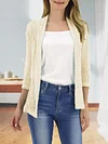 Vibrant V-Neck Crochet Cardigan - Elegant 3/4 Sleeve Mesh Slim Fit, Breathable, Casual, Comfortable, Women's Fashion Clothing for Daily Wear