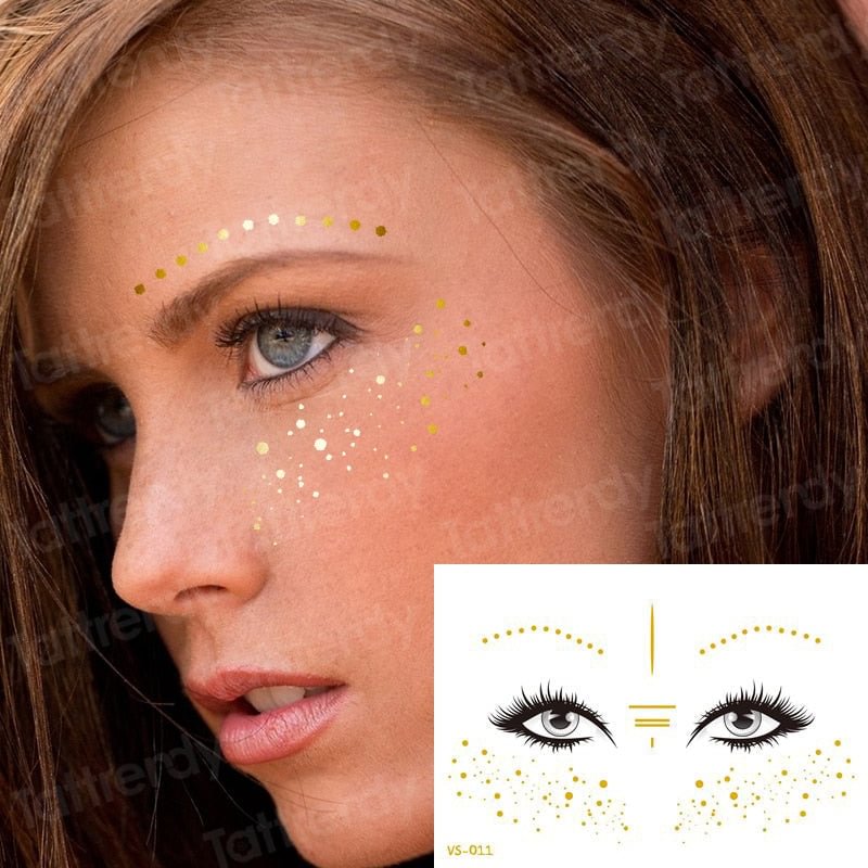 temporary eye tattoo sticker gold glitter stickers face makeup beauty moon stars face jewels tattoo waterproof wedding bride
