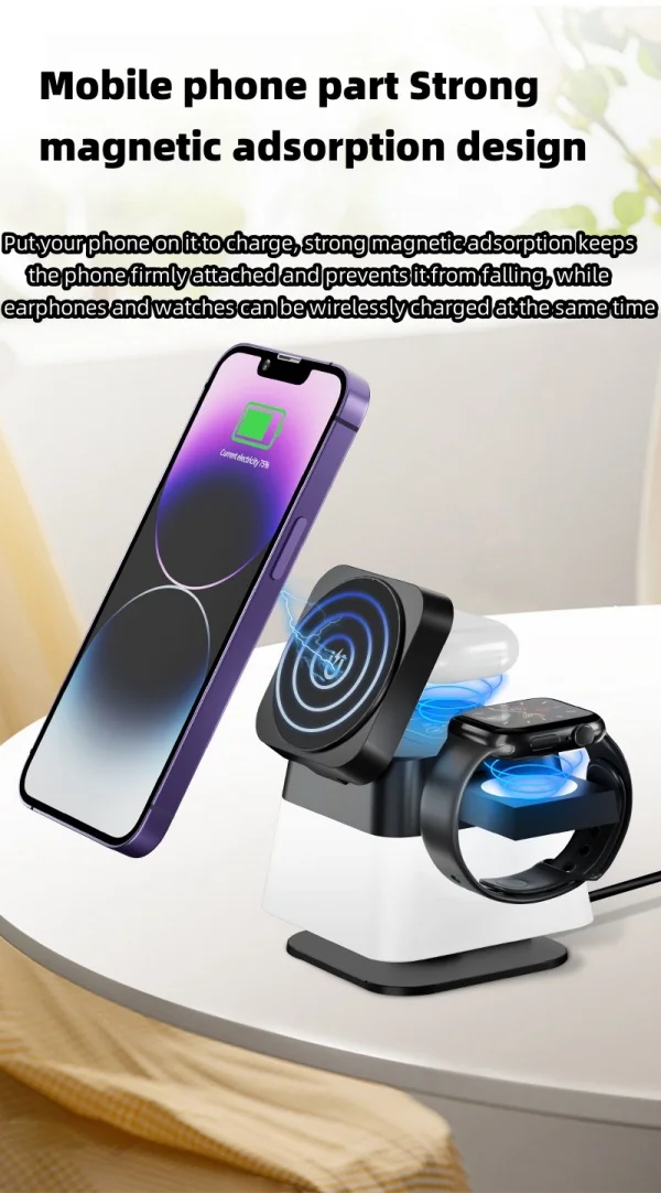 Four-in-one Atmosphere Light Rotatable Foldable Magnetic Wireless Fast Charging Wireless Charger