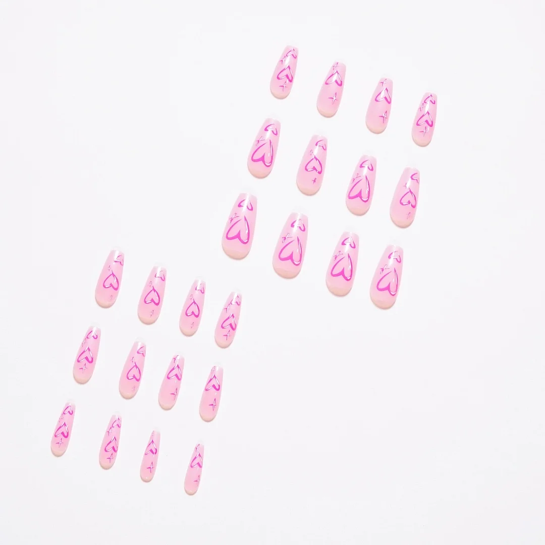Fake Nails Heart Pattern Full Cover Fake Nails DIY Glue Press On Nails Nail Supplies For Professionals 515-Nail Inspo