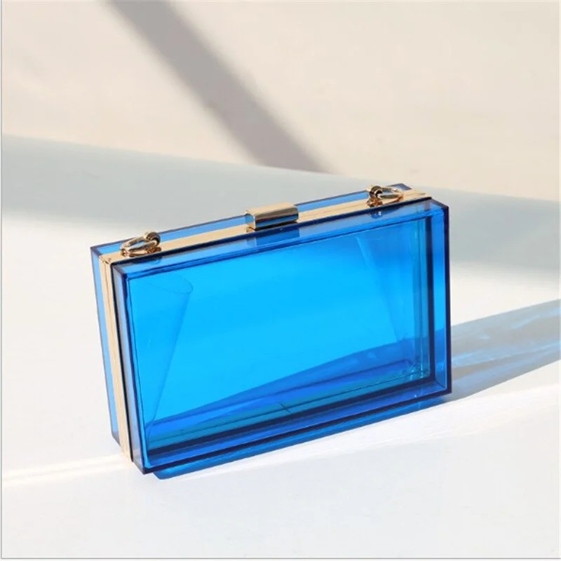 Transparent Ladies Bag 2021 Acrylic Color Box Brand Ladies Evening Dress Portable Messenger Bag Wedding Female Clutch Bag