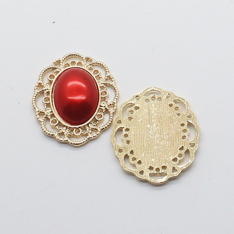 25*30MM Metal Alloy Buttons 10pcs/Lot Oval Man Made Pearl Buttons DIY Sewing Gold Beautiful