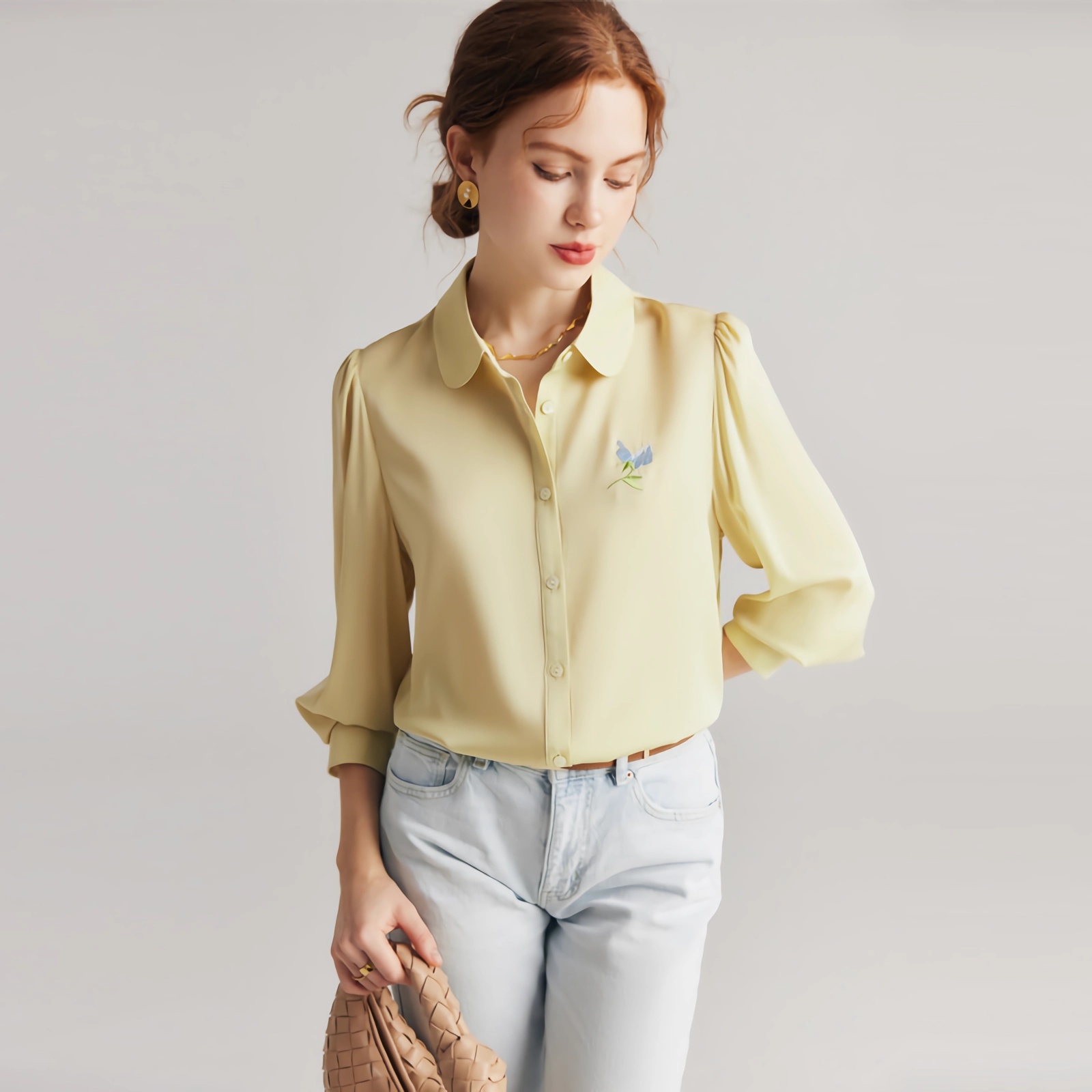 Crepe Silk Blouse Shirt Business For Women REAL SILK LIFE