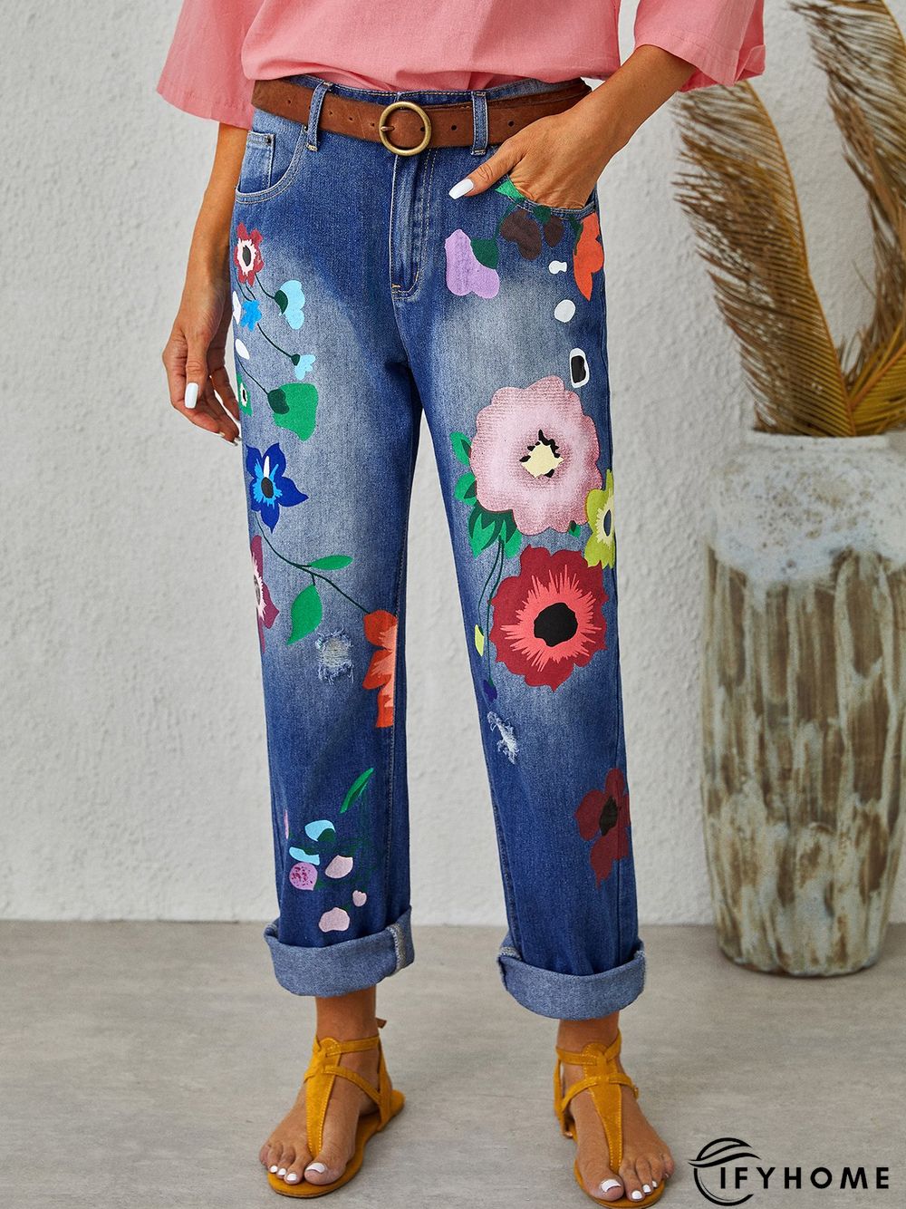 All Season Denim Floral Casual Jeans | IFYHOME