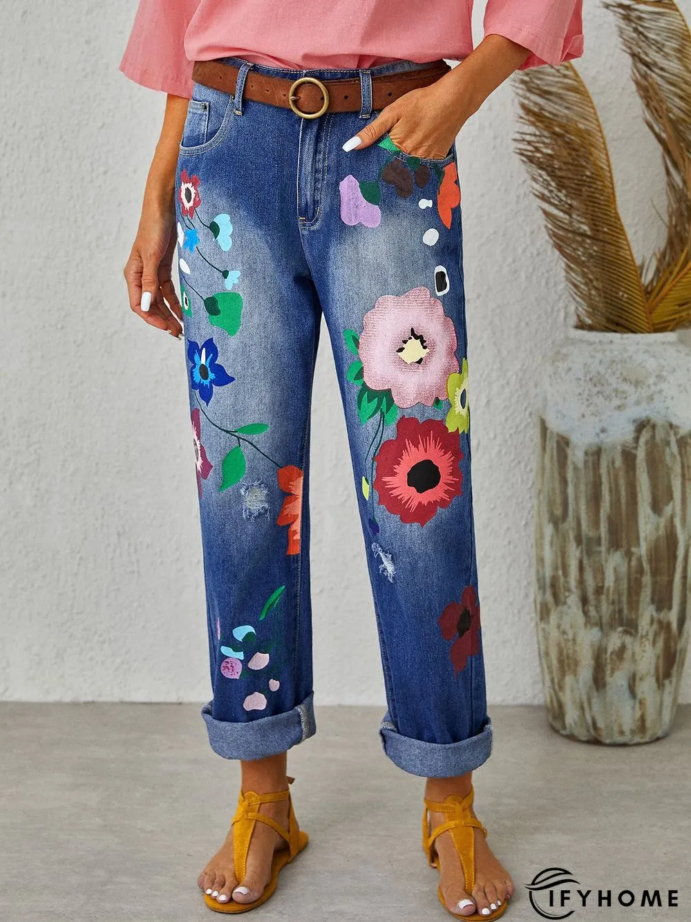 All Season Denim Floral Casual Jeans | IFYHOME