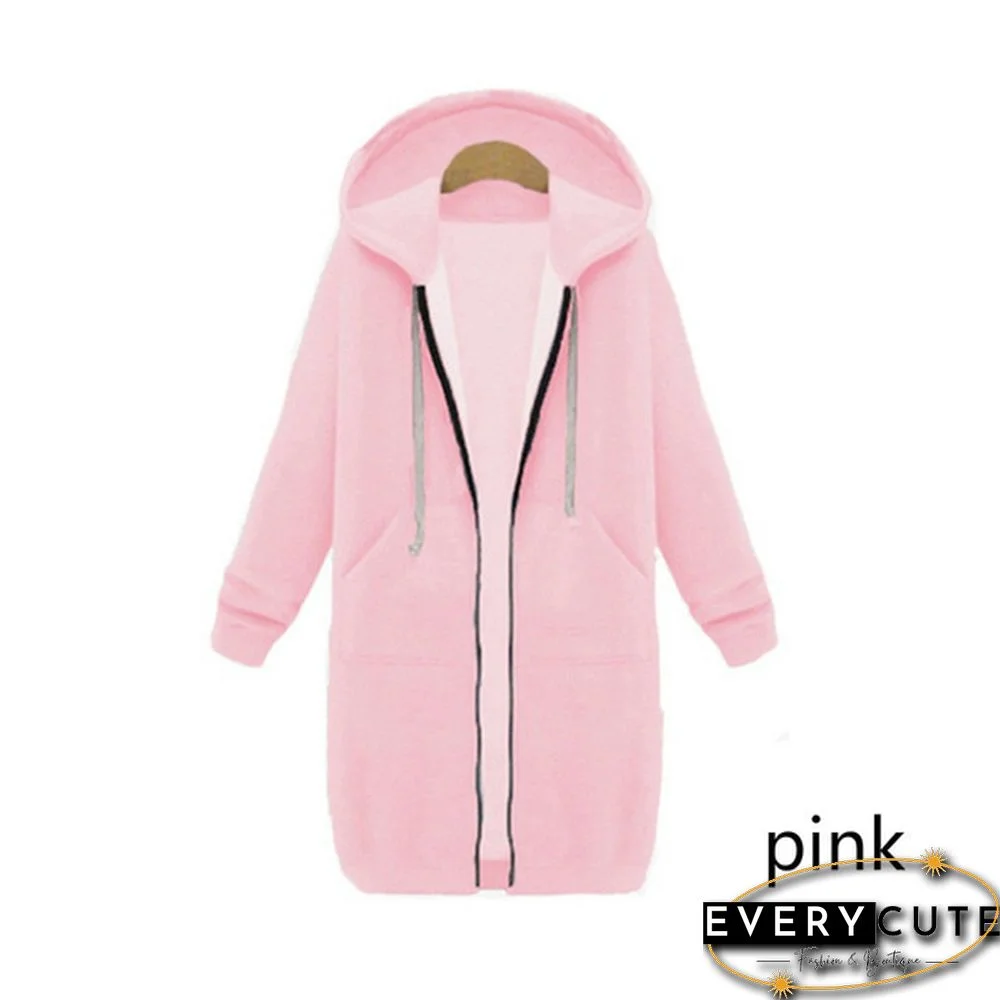 12 Colors New Autumn And Winter Women's Hooded Sweater Thick Long-Sleeved Jacket Casual Zipper Cardigan Loose Coat