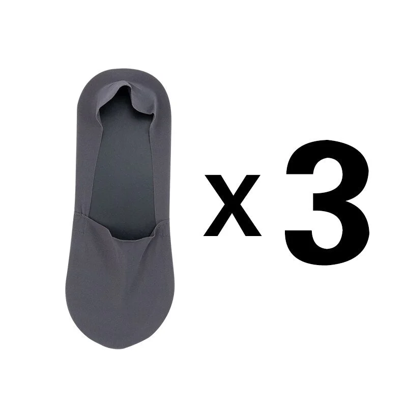 3Pairs Summer Breathable Invisible Boat Socks Non-slip Male Ice Seamless Silicone Shallow Ankle Low Cut Short No Show Sock