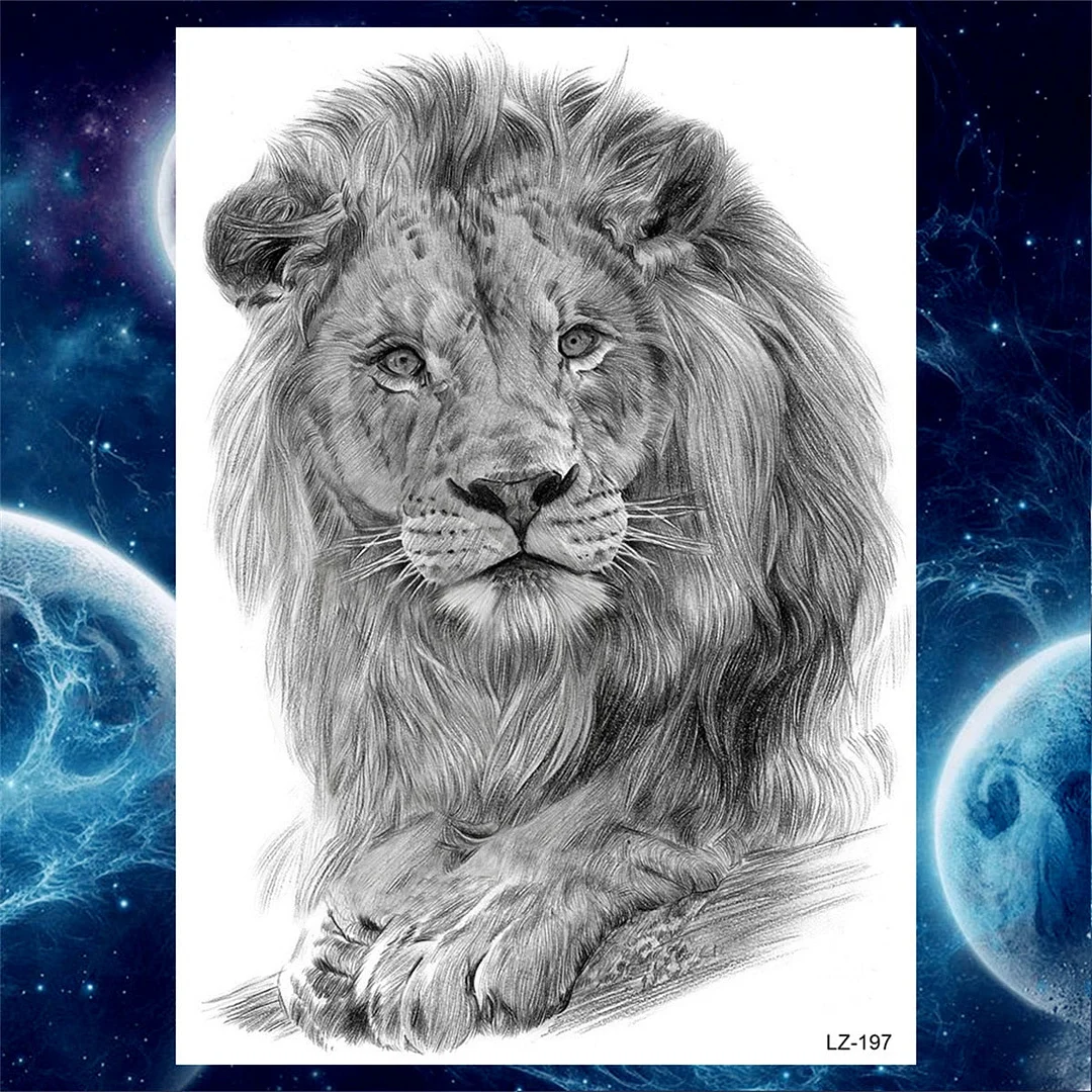 Tiger Wolf Temporary Tattoos For Men Women Fake Monster Tattoo Sticker DIY Forest Geometry Black Body Art Drawing Tatoos Decor