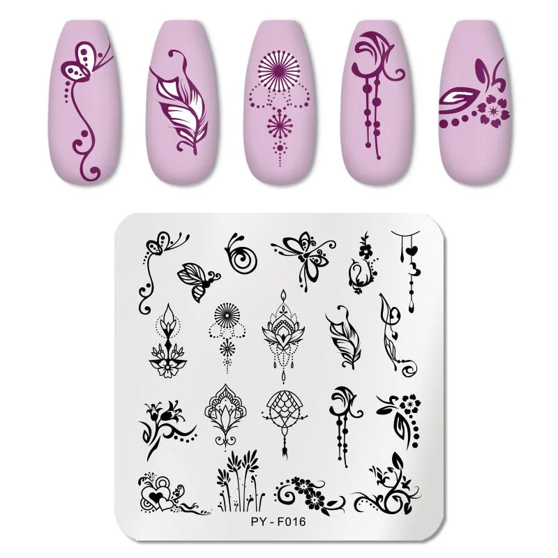 PICT YOU Square Lace Series Nail Stamping Plates Stencil Stainless Steel Tools Nail Art Stamp Design for DIY Image Plate-Nail Inspo