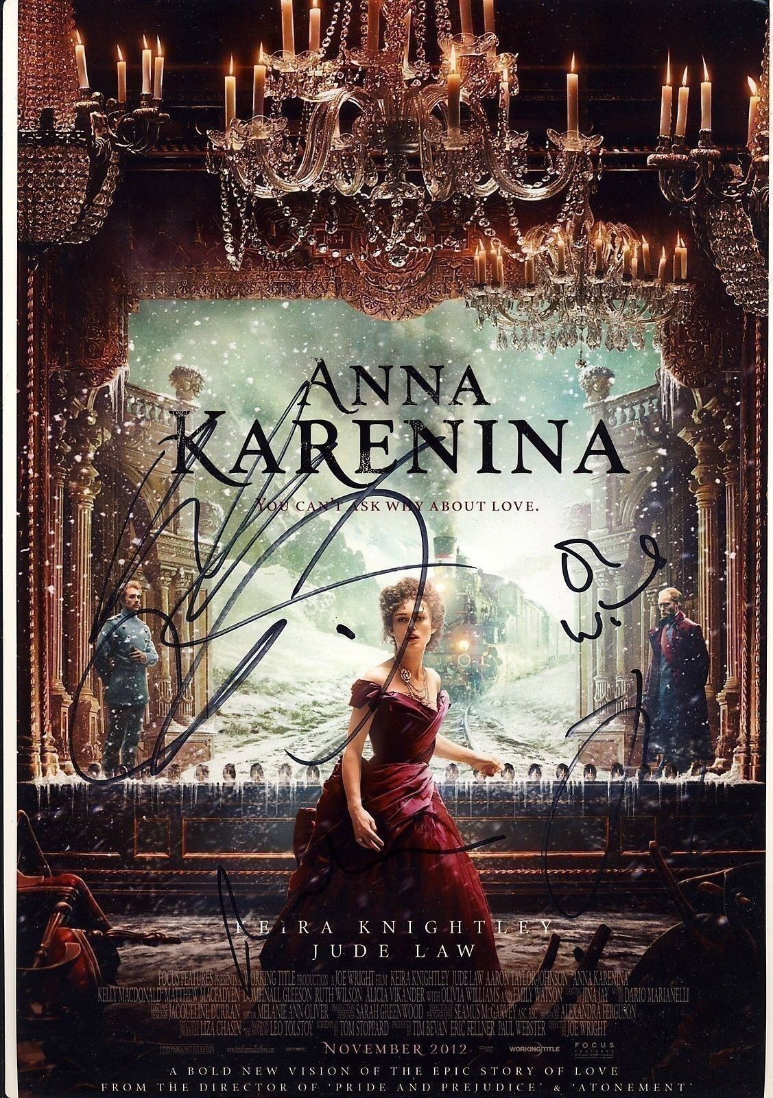 Anna Karenina Autograph 12x8 Photo Poster painting Cast Signed by 5 AFTAL [4905]