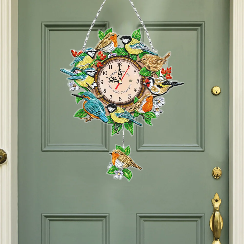 DIY Bird Acrylic Special Shaped Crystal Diamond Clock Kit Living Room Decoration