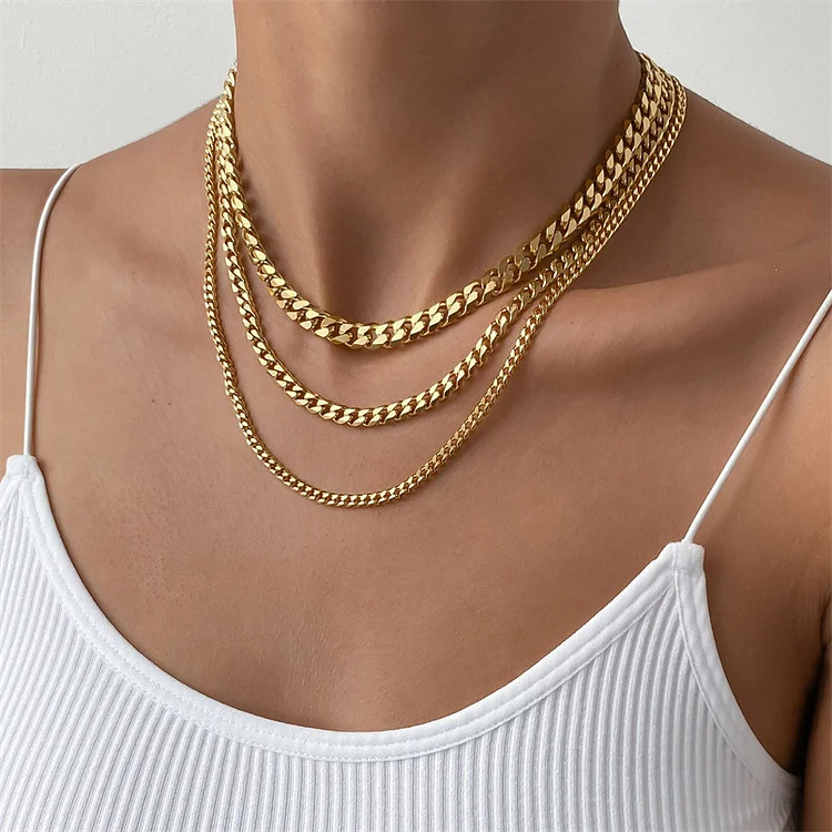 3MM/5MM/7MM Women Hip Hop Cuban Link Chain Necklace