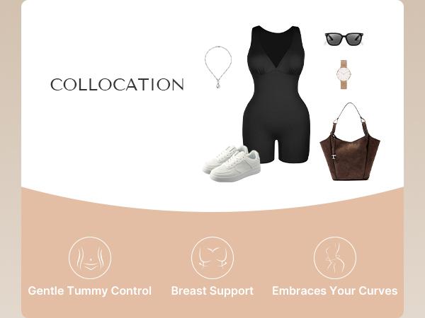 SHAPELLX Deep V Sculpt Bodycon Stretch Shorts Jumpsuit Romper Tummy Control Boyleg Bodysuit SHAPELLX Deep V Sculpt Bodycon Stretch Shorts Jumpsuit Romper Tummy Control Boyleg Bodysuit
