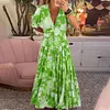 Gioiacombo&trade; Abito estivo con tasca con scollo a V e stampa floreale da donna
