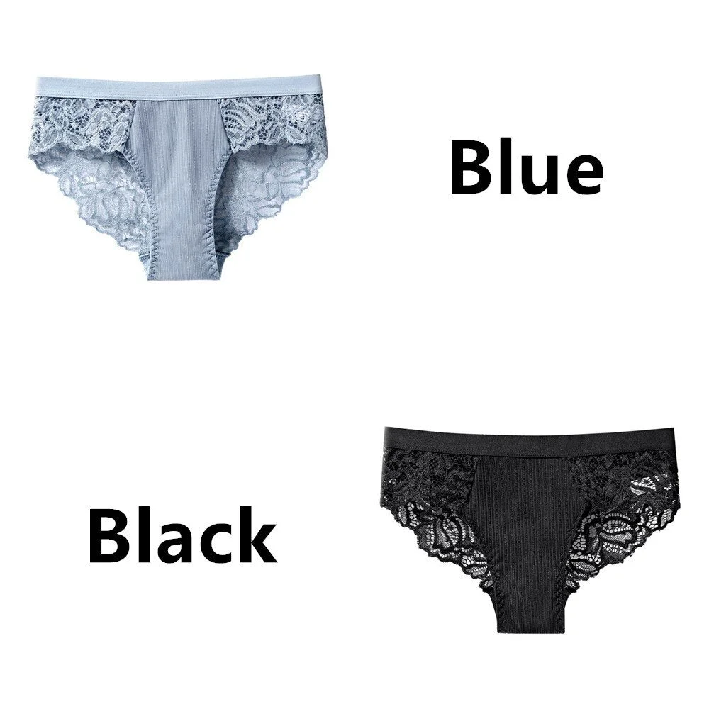 2Pcs/Lot Women's Invisible Underwear Panties Intimate Briefs For Women Sexy Transparent Floral Lace Panties Seamless Panty New