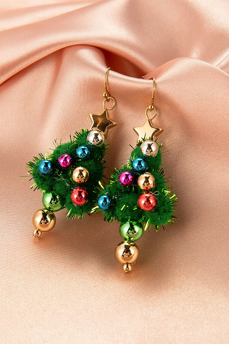 Christmas Bell Alloy Reflective Colorblock Dangle Earrings