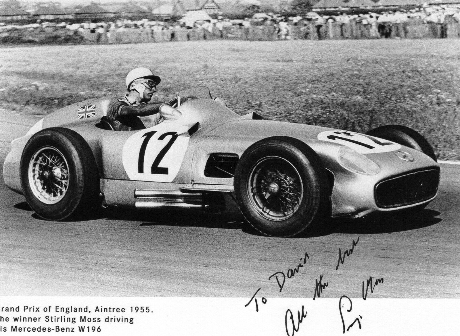 STIRLING MOSS AUTOGRAPH, Deceased, MOTOR SPORT, FORMULA 1