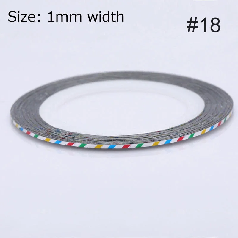 1mm 2mm 6mm Matte Glitter Nail Striping Tape Line Rainbow Multi Color Styling Tool Sticker Decal  DIY Decoration-Nail Inspo