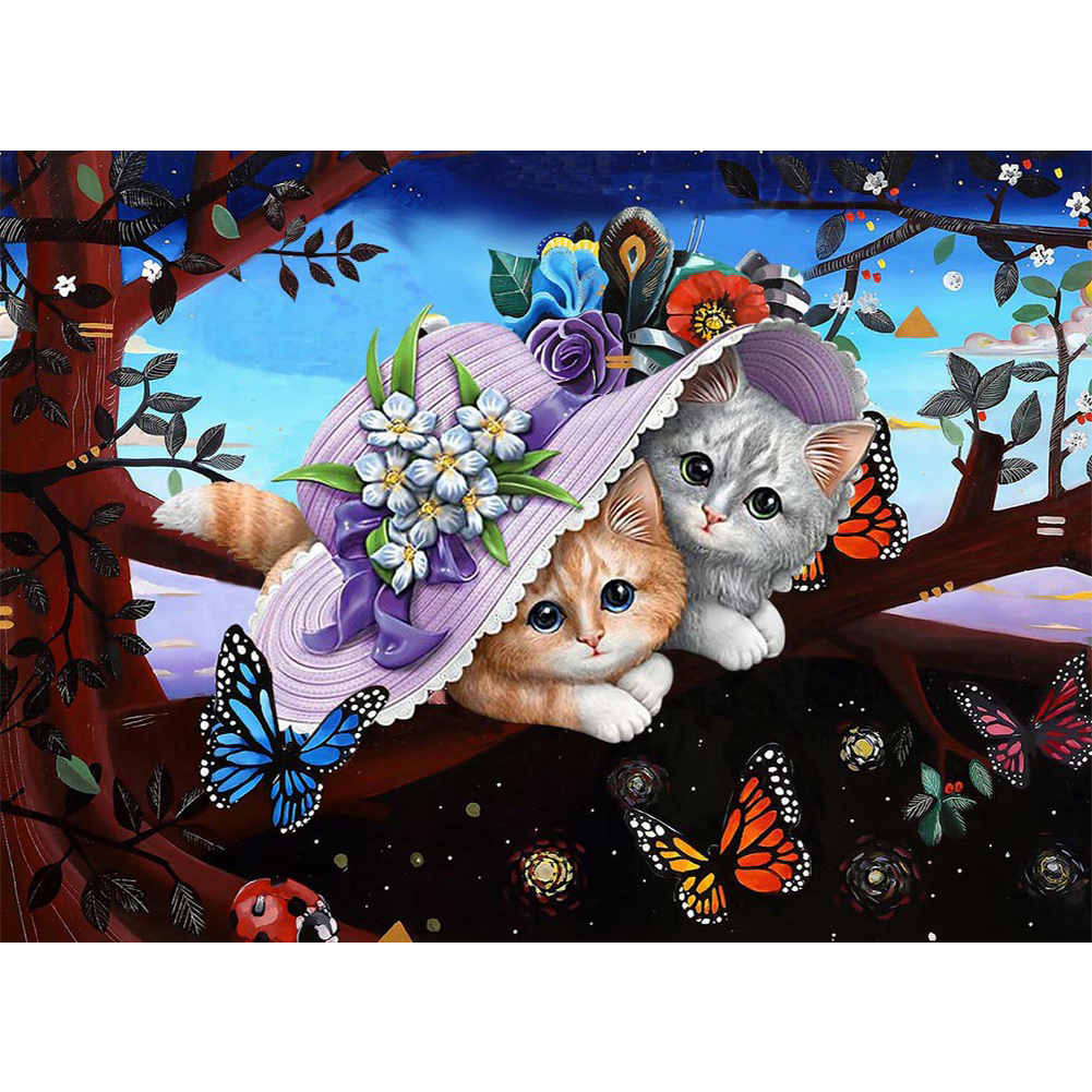 

Exquisite Hat Cat - Round Drill Diamond Painting - 40*30CM, 501 Original