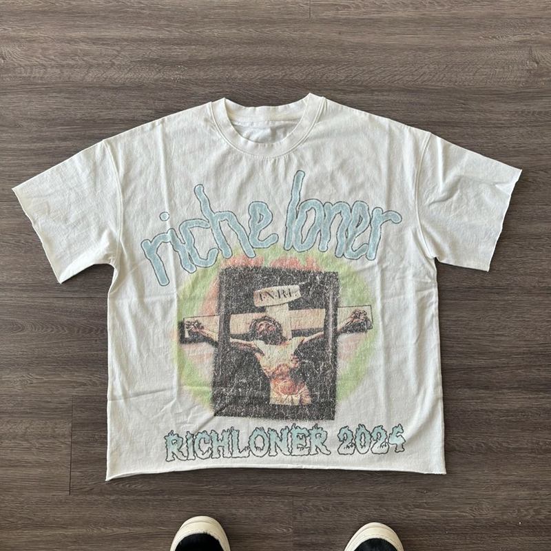 Vintage Rich Loners Print Graphic Cropped T-Shirts - SOPULA