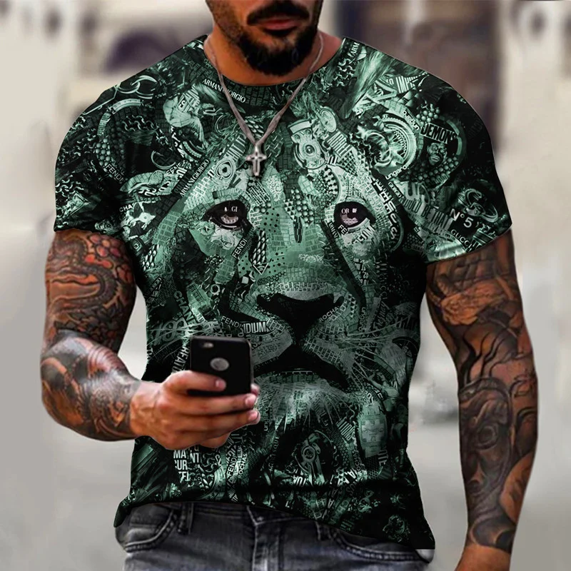 Lion print men's T-shirt