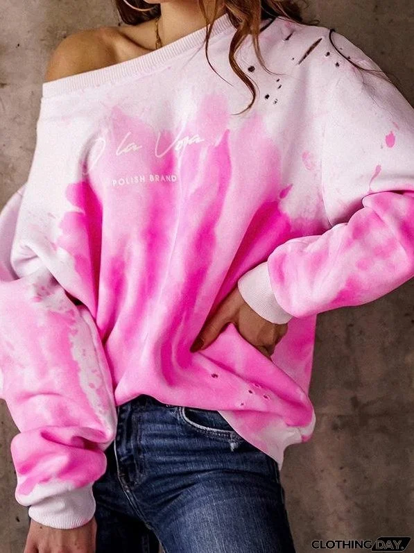 Women's Hoodies Tie-Dye Printed Long Sleeve Round Neck Hoodies
