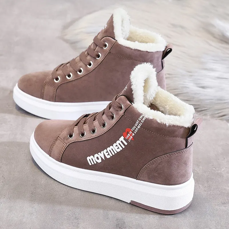Winter Sneakers Women Ankle Snow Boots Female Platform High Top Women's Sneakers Fur Casual Shoes Woman Vulcanized basket femme