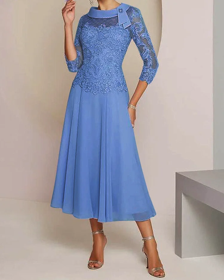 LACE ROUND NECK MIDI DRESS LADIES