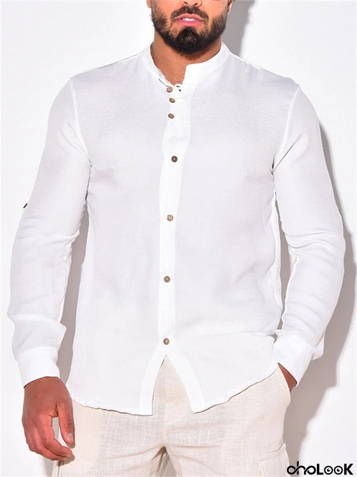 Fashionable Leisure Button Long Sleeve Shirts for Male