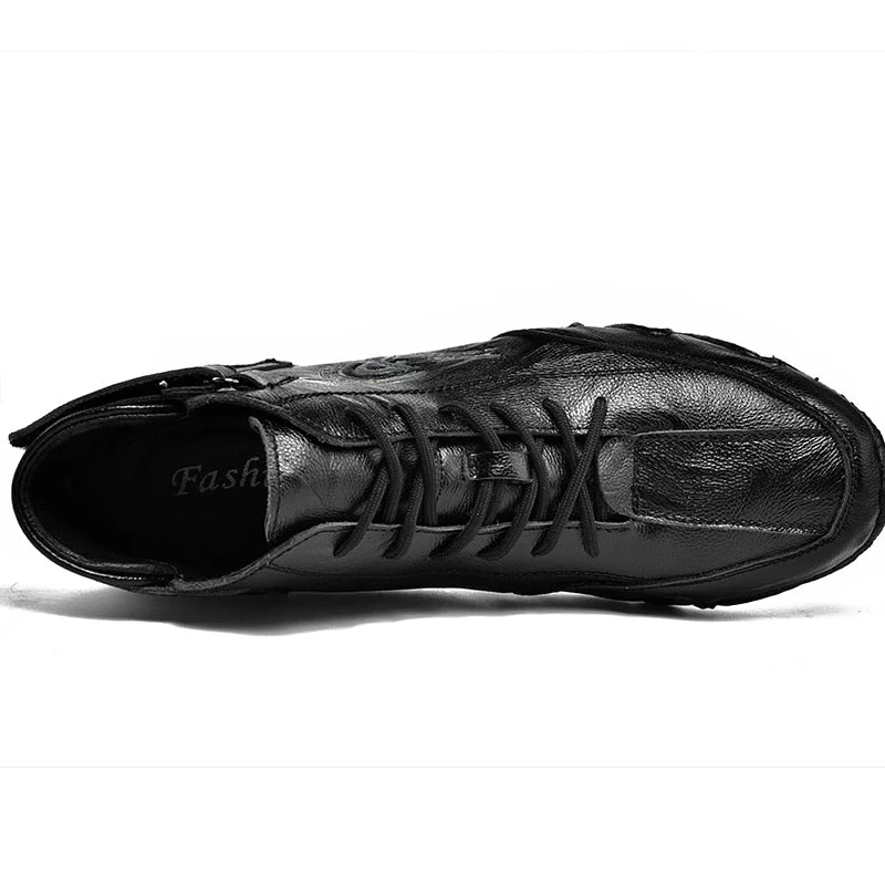 Fashion All-match Men Leather Casual Shoes Outdoor Quality Lace-up Male Footwear Winter Warm Lined Sneaker Comfort Breathable