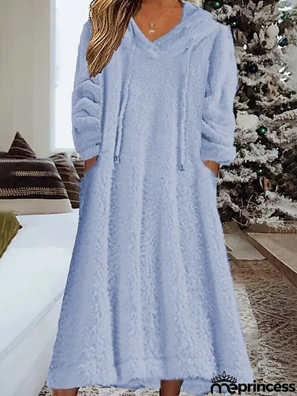 Women's Loungewear Nightshirt Dress Pure Color Casual Comfort Soft Home Daily Going out Coral Fleece Coral Velvet Warm Hoodie Long Sleeve Fall Winter Black White