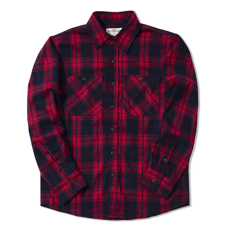 Men's Casual Heavy Plaid Shirts Ami Kaji Long-sleeved Shirts Top