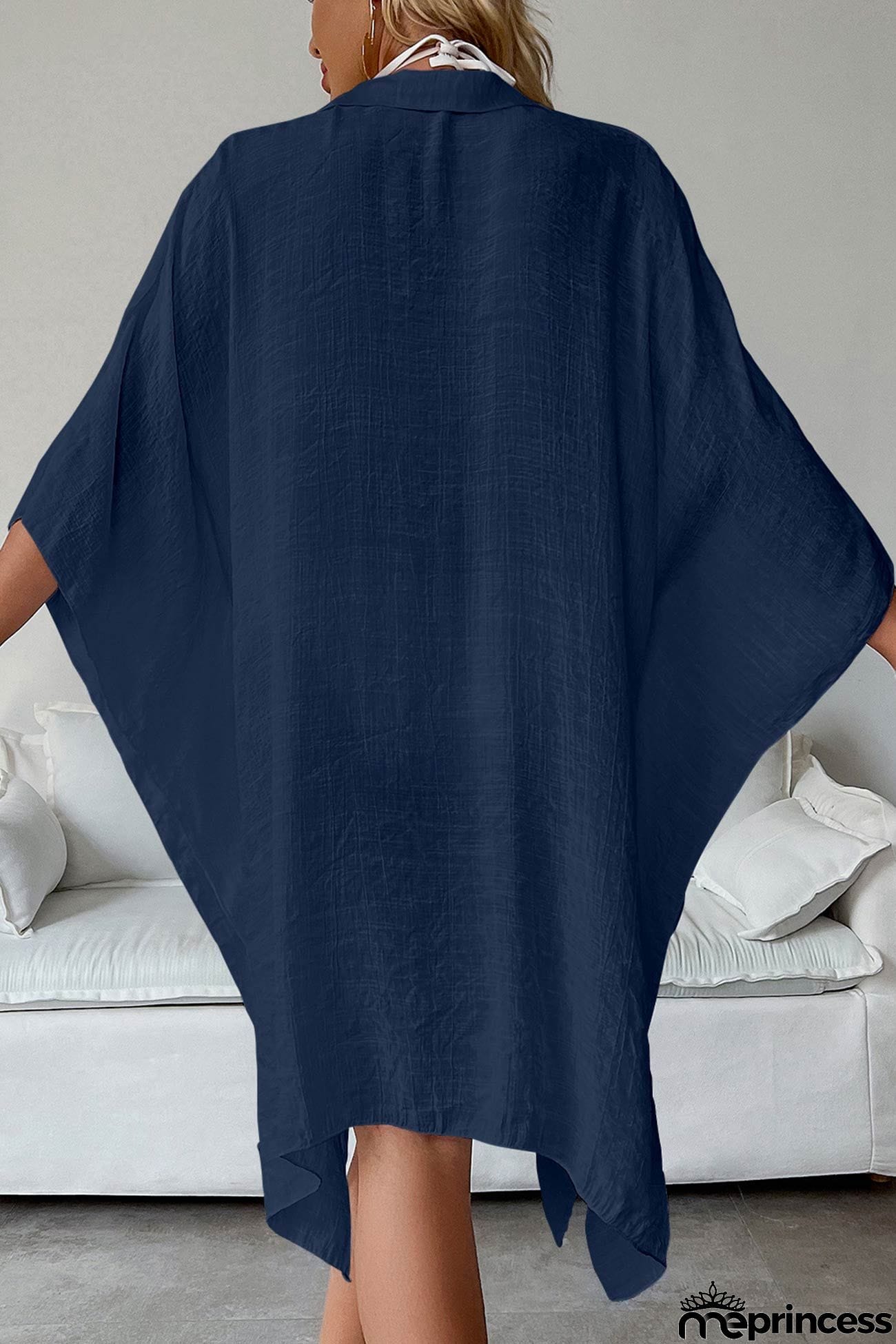 Solid Color Button Down Cover-up Shirt Dress