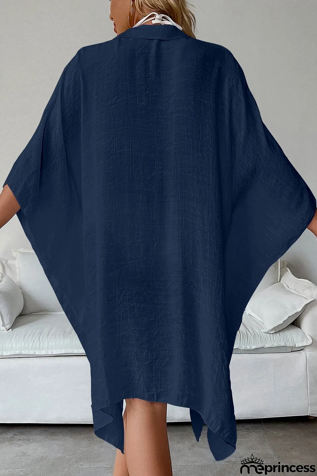 Solid Color Button Down Cover-up Shirt Dress