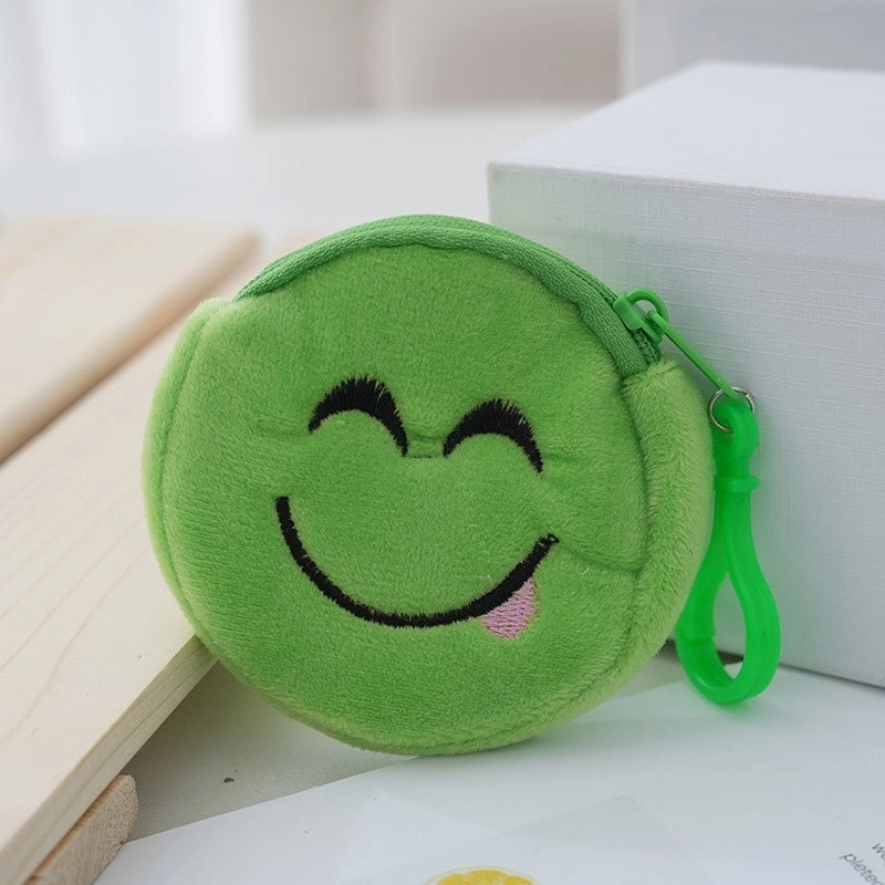 Unisex Face Plush Zipper Kids Wallets