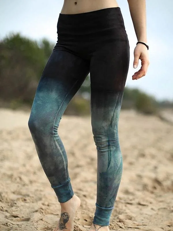 Women's Color Gradient Side Pockets Leggings