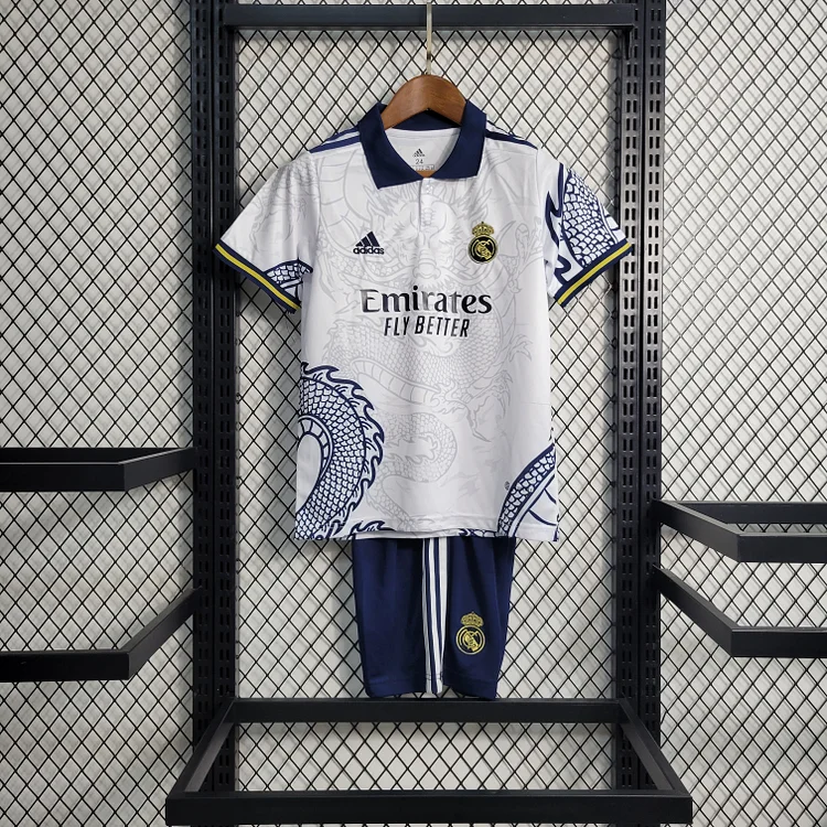 Real Madrid Chinesisch Drache Kinder Sondertrikot Mit Shorts - Weiß