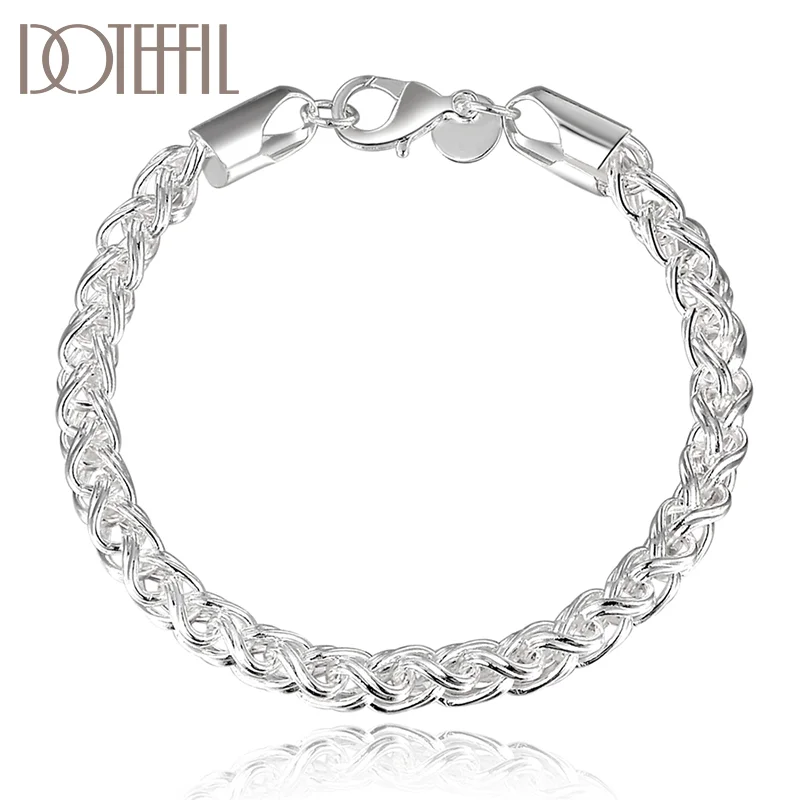 DOTEFFIL 925 Sterling Silver Multi-Ring Multi-Turn Beads Bracelet For Women Jewelry