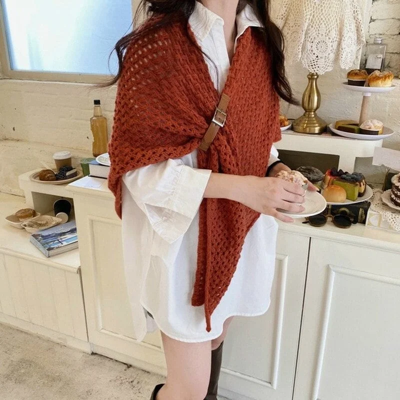 🔥Hot Sale 49% OFF-Knitted Triangle Shawl with Leather Buckle
