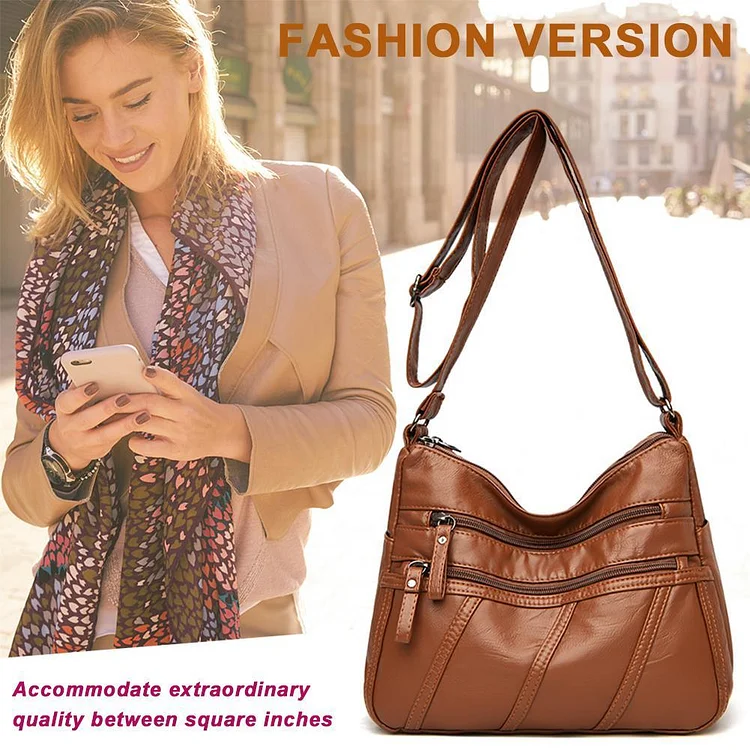 Fashion Multi-pocket Crossbody Purse Women Vintage Solid PU Shoulder Bags-Annaletters